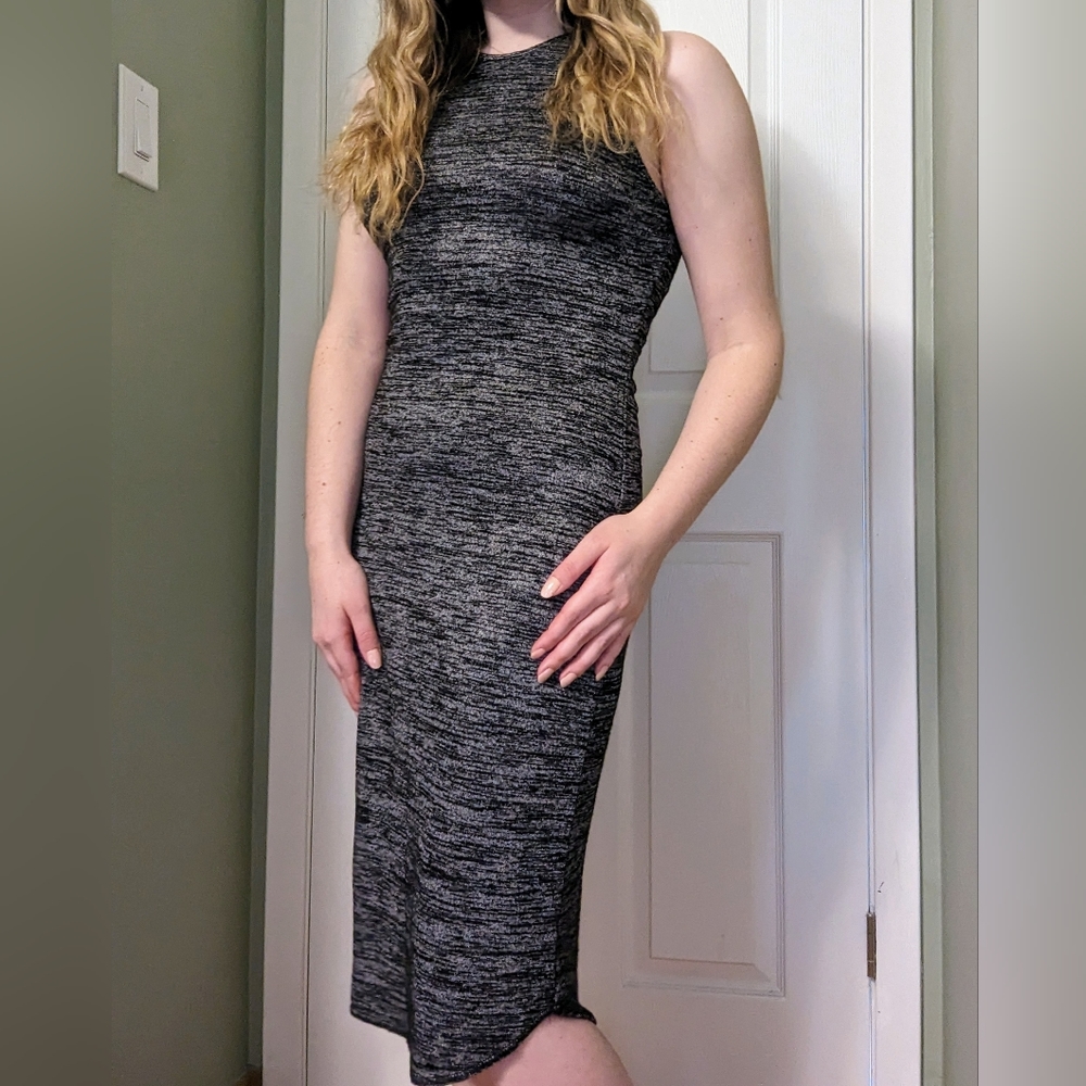 Aritzia Wilfred Free Chrissy Midi Bodycon Dress in Heather Black & Grey